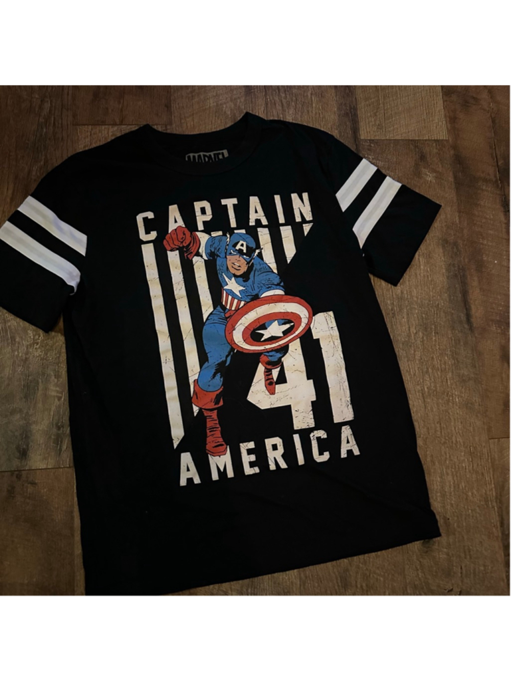 Men's Marvel Captain America Short Sleeve Tee L Black White Summer